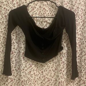 Fashion nova button up 3/4 sleeve crop top